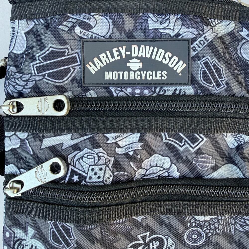 Harley-Davidson Gray Tattoo Crossbody Sling Bag X-body Purse Pouch Punk 99616 - Picture 4 of 8